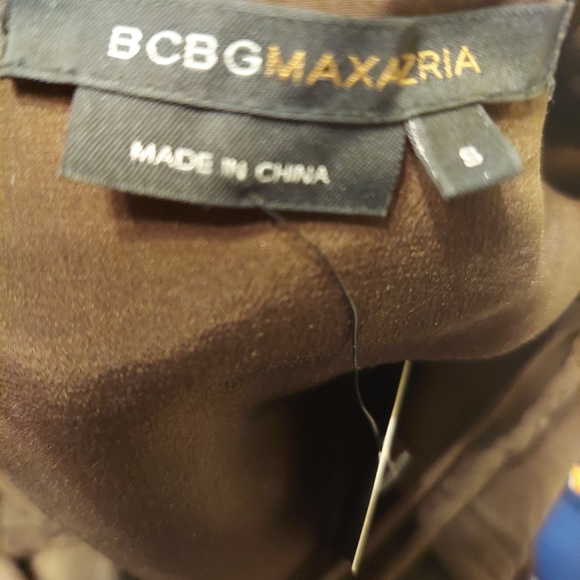 NWT BCBGMAXAZRIA Silk Chiffon Brown Dress Sz S - Picture 5 of 6